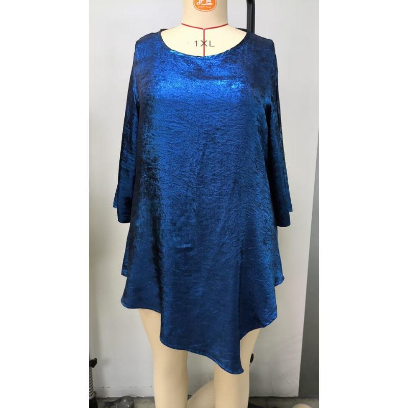 Damen Sommer Locker Lässig Rundhals Sieben-Punkt-Ärmel T-Shirt