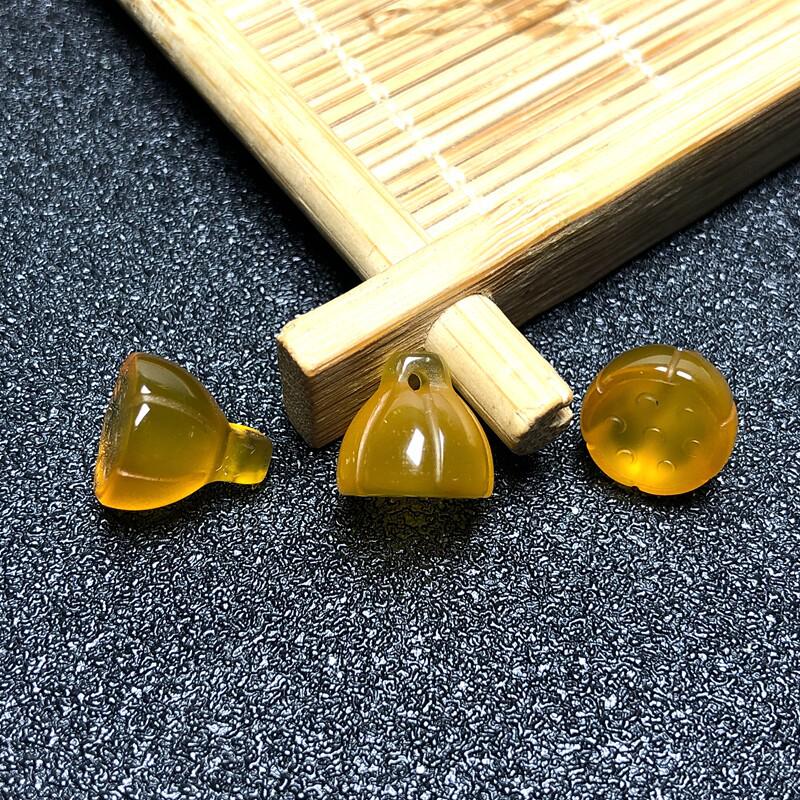 Yellow Agate Lotus Pod Pendant, Chalcedony Lotus Flower Charm, Jade Pendant for DIY Bracelet or Necklace Accessories