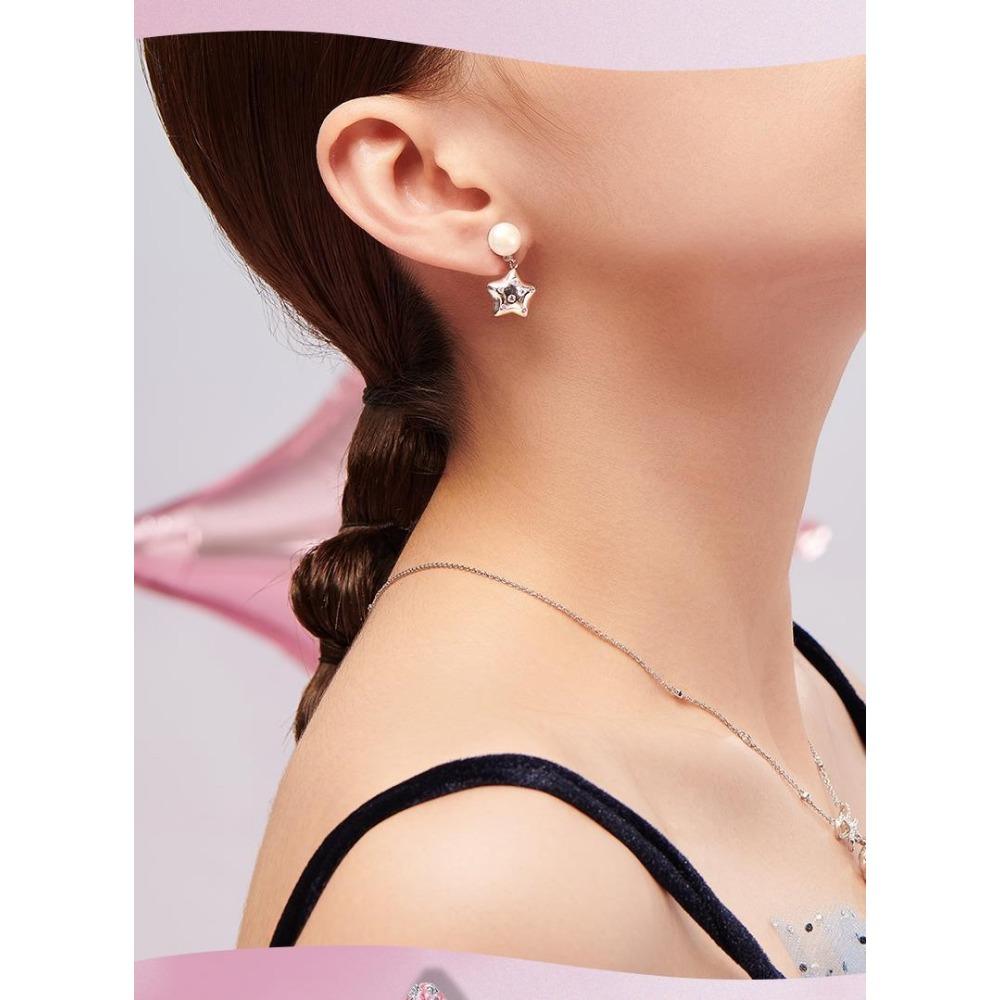 JMXD-Du Silver AB Asymmetrical Pentagram Earrings Women's Year Niche Design Feeling