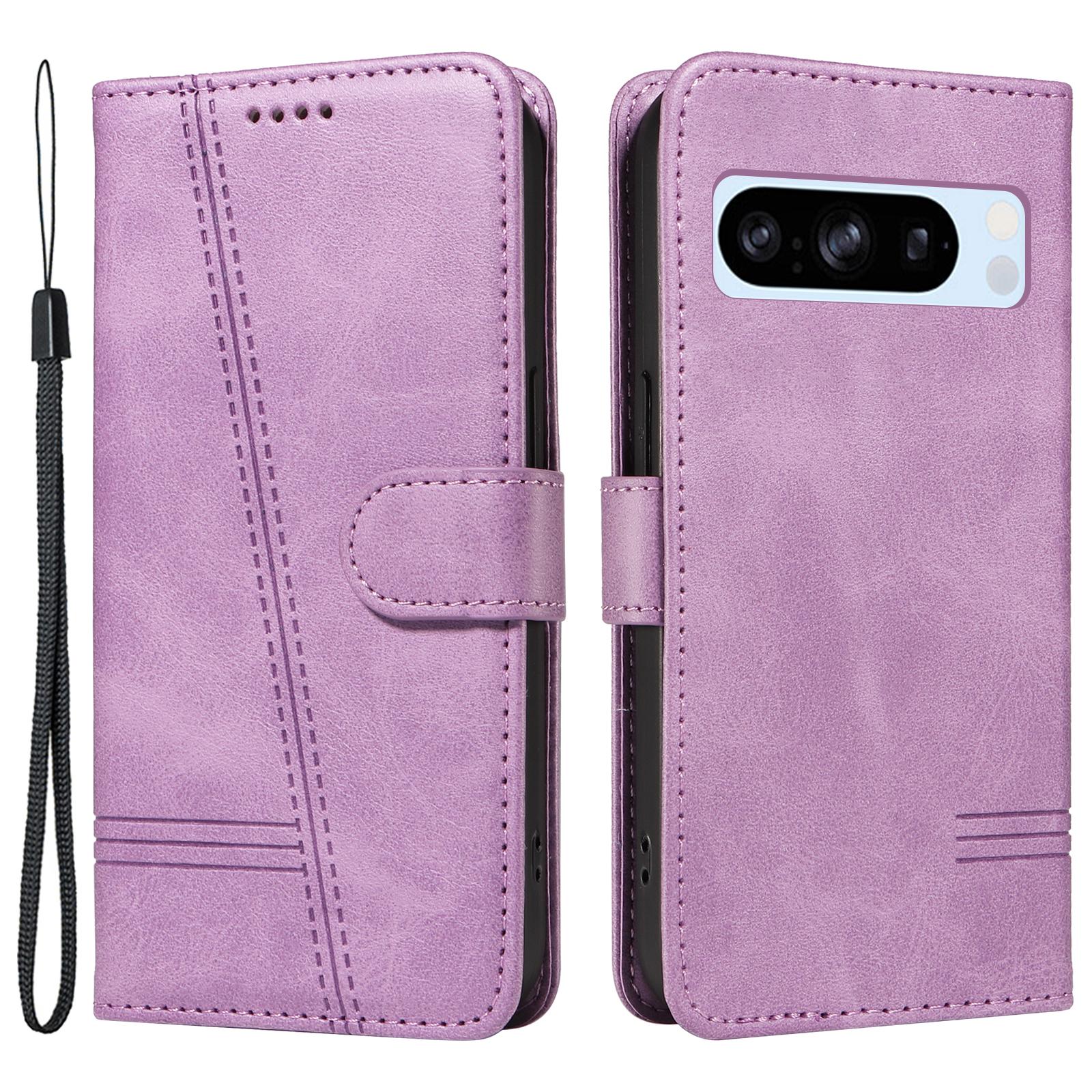 

For Google Pixel 8 Pro Wallet Case PU Leather Phone Cover Magnetic Closure Light Purple