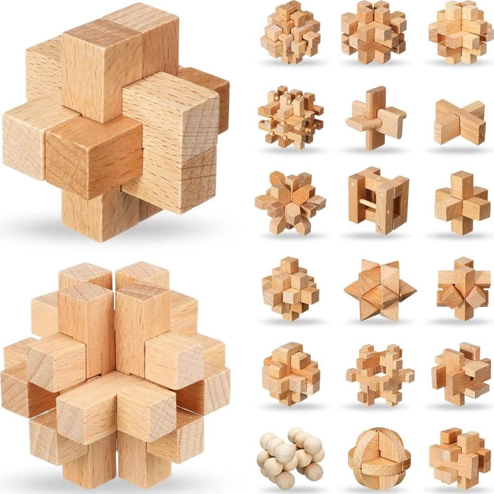 Handgemachtes Montessori-Spielzeug Holz Luban-Schloss Gehirnherausforderung Kongming-Rätsel für Erwachsene
