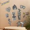 Korean Style Black & White Cartoon Embroidered Iron-on Cloth Patch for Bags & Clothing.