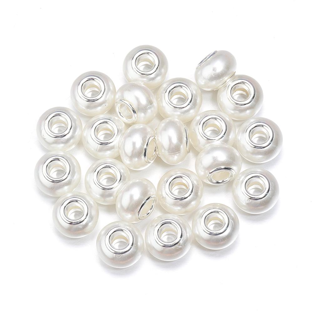 20pcs/lot Imitation Pearl Resin Beads Colorful Big Hole Loose Beads For Jewelry Making DIY Earring Bracelet Necklace Accessories