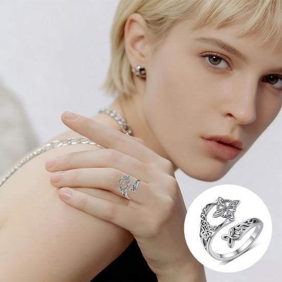 Celtic Knot Ring Women Open Middle Finger Knuckle Thumb Ring Retro Irish Knot Jewelry Birthday Gift for Her Sister Friend
