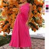 Hot-selling Spring and Summer New Fashion Slim-fitting One-shoulder Hollow Pleated Dress Dress