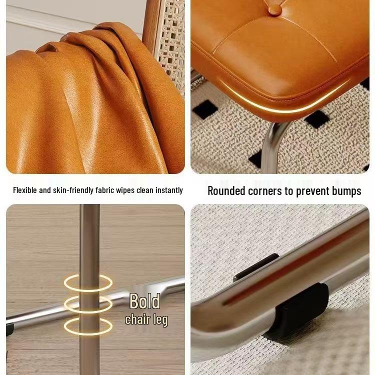 Nordic Soft Upholstered Rattan Dining Chair: Designer Vintage Style for Home, Cafe, or Hotel