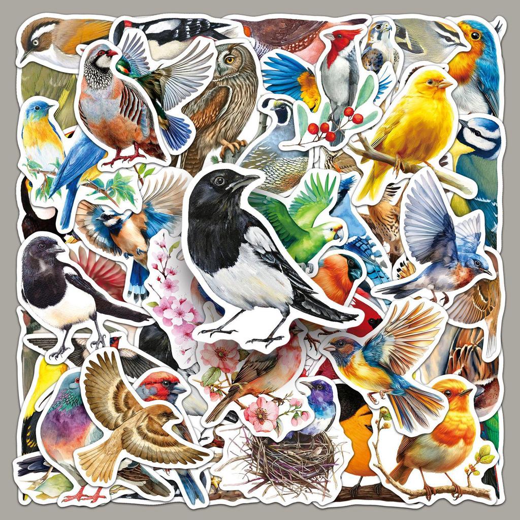 Waterproof Cute Bird Swallow Stickers - 50 Sheets for Graffiti, Stationery, Storage Box, Car, Notebook & More!