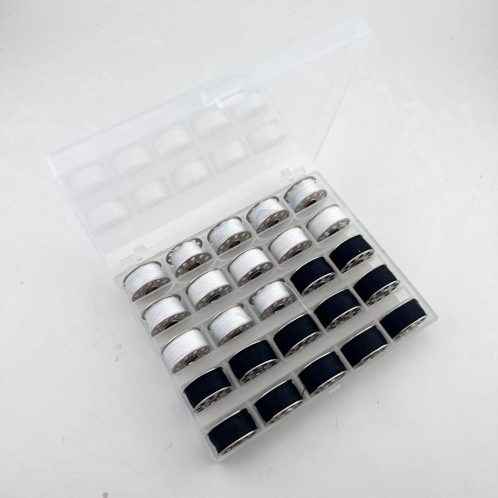 Multi-Specification Household Bobbin Set: Colored Transparent and Metal Bobbins with Thread