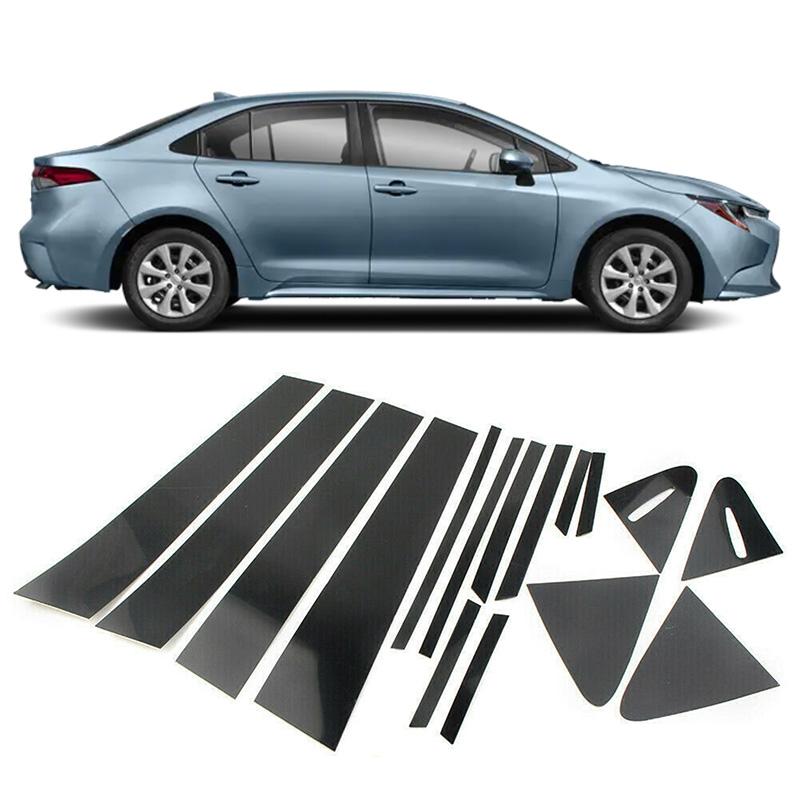 16 ks Leštěné sloupky dveří auta Kryt lišty oken Stylingová samolepka pro Toyota Corolla 2019-2024 Příslušenství Auto Vnější díly