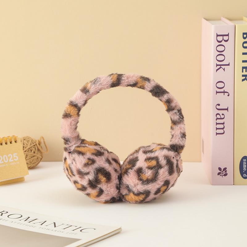 Winter Korean Style Leopard Print Plush Ear Muffs - Soft, Warm, Versatile Ear Protection and Windproof Ear Covers.