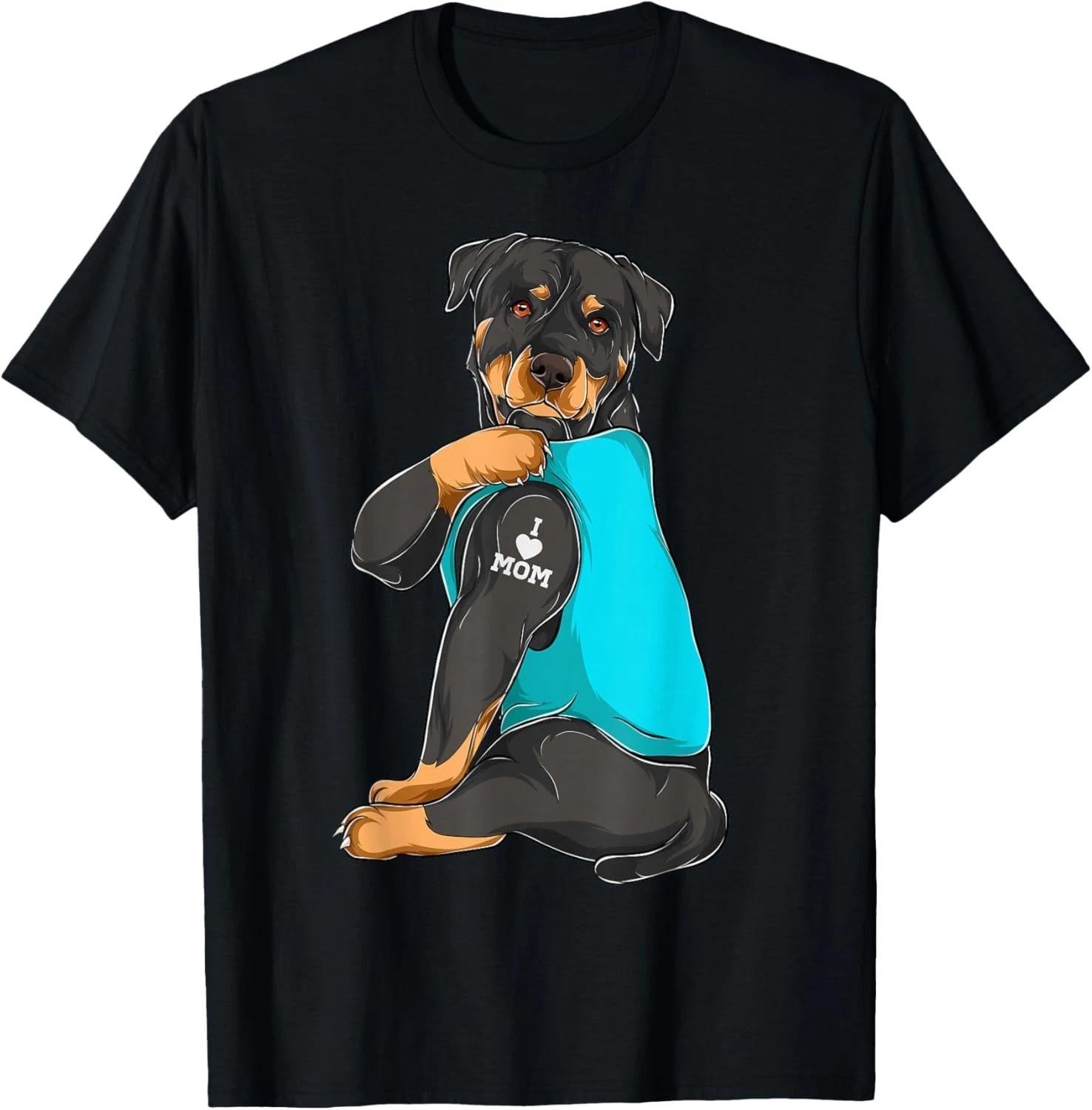 Funny Rottweiler I Love Mom Tattoo Apparel Dog Mom Gifts Gift Unisex T-Shirt M