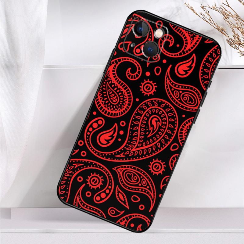 Black Bandana Paisley Shockproof Case For iPhone 17 16 15 14 11 Pro Max Plus 12 13 Mini 16e 17 Air Phone Cover