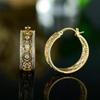 Vintage Hollow Flower Pattern Hoop Earrings Inlaid Sparkling Zircon Elegant Womens Jewelry for Party Wedding Daily Wear