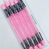 Set Pink Dual Ended Rhinestone Nail Art Silicone Pen Sculpture Pen 3D Flower Carving DIY Manicure Brush Nail Dotting Pen