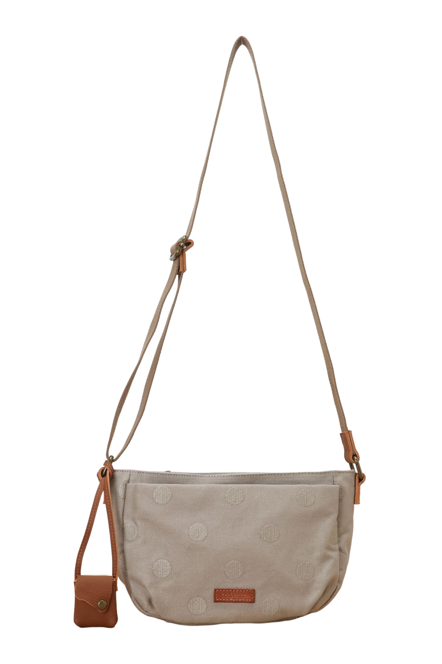 

[Tora] Сумка через плечо с вышивкой в горошек, светло-серая (LGY)