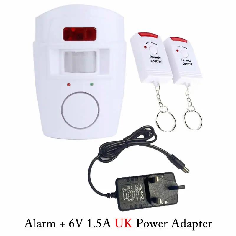 Wireless PIR Motion Sensor Detector Alarm With 2 Remote Control Power Adapter For Home Shed Garage Caravan Alarm Security System
