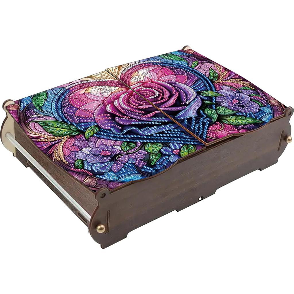 Diamantmalerei Holz-Aufbewahrungsbox Diamond Art Aufbewahrungskoffer DIY 5D Bastel-Schmuckbox für Schmuck & Bastel-Organisation