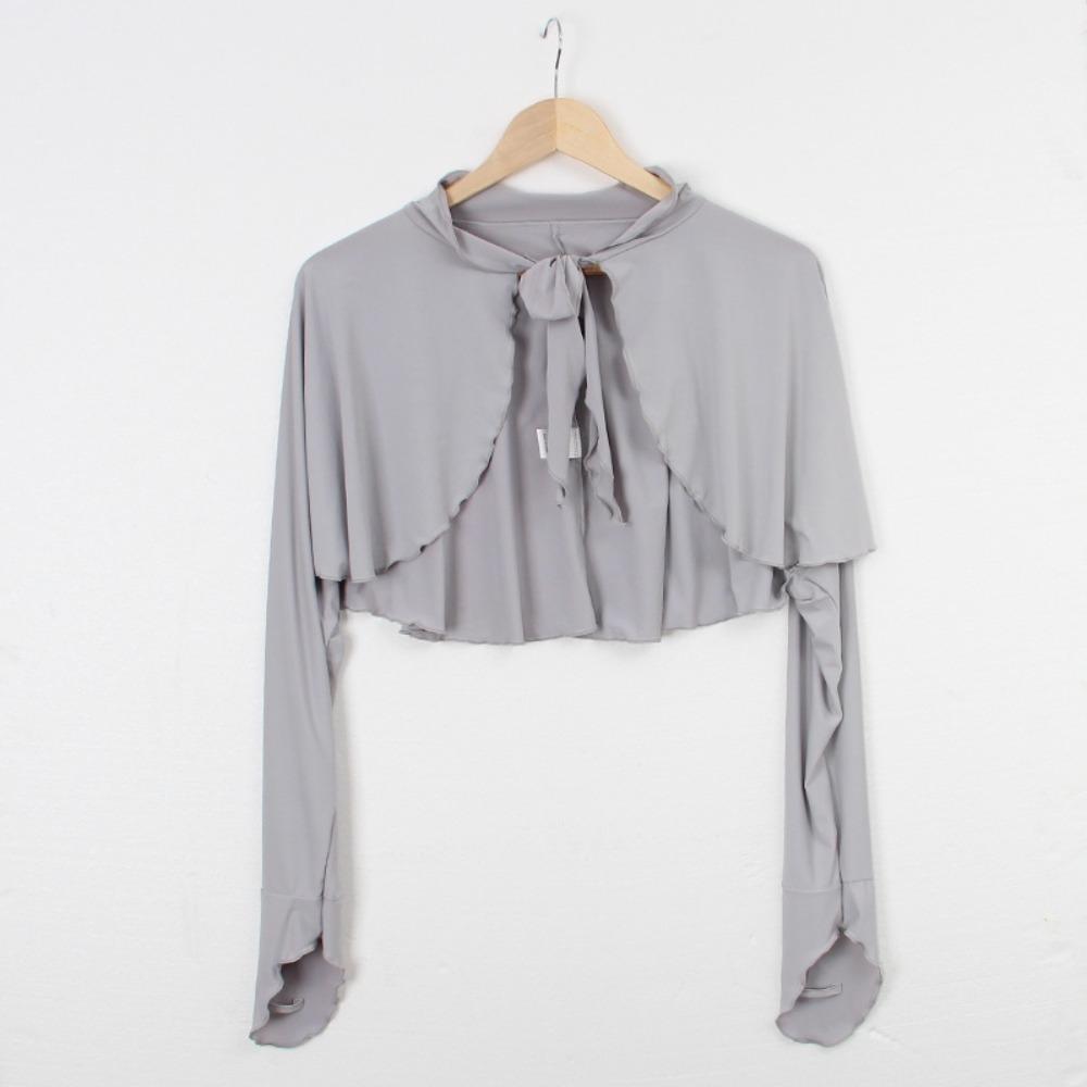

Quick-Drying Sunscreen Sleeves Ultra-thin Ice Silk Shawl Bowknot Long Sleeve Crop Top Driving серый