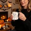 Creative Halloween Party Prop Ghost Ceramic Water Cup Cute 3D Smiling Face Smooth Glazed Cup Coffee Mug Decorative Drinkware for Hot And Cold