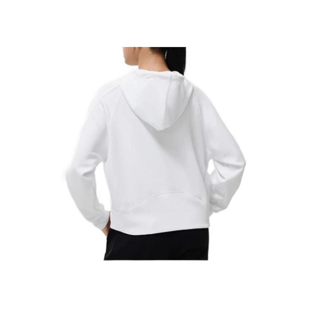 Li Ning Fitness Series Solid Color Loose Hoodie Women Hoodies White AWDT524-1