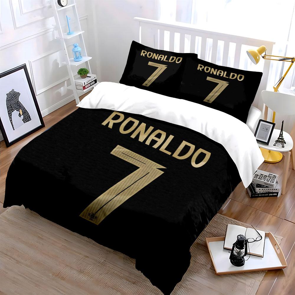 Gold "Ronaldo 7" Text. Bedding Sets Duvet Cover Sets Duvet Covers Pillowcases(1 * Duvet Cover 2 * Pillowcases Without Duvet Insert)
