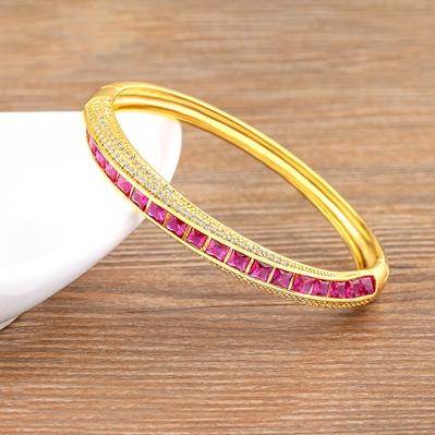 Nidin New Fashion Classic Hot Selling Copper Zircon Bangle Bracelets Shiny Crystal Rhinestone Jewelry For Women Fine Accessories