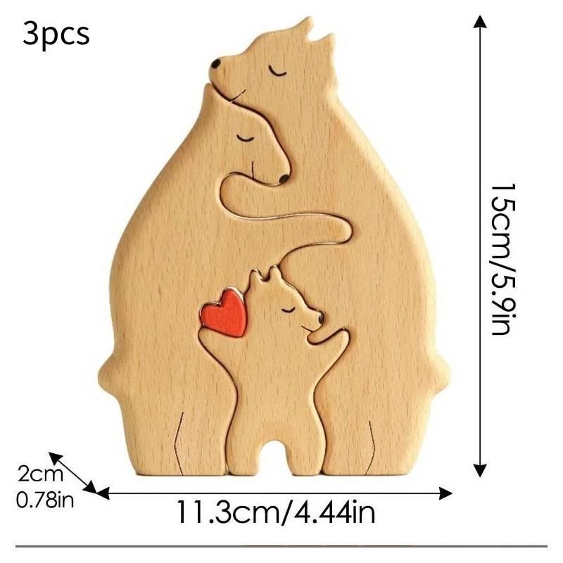 Personalized Bear Hug Garnish Wooden Puzzle Toy Family Bear Educational Xmas Toy