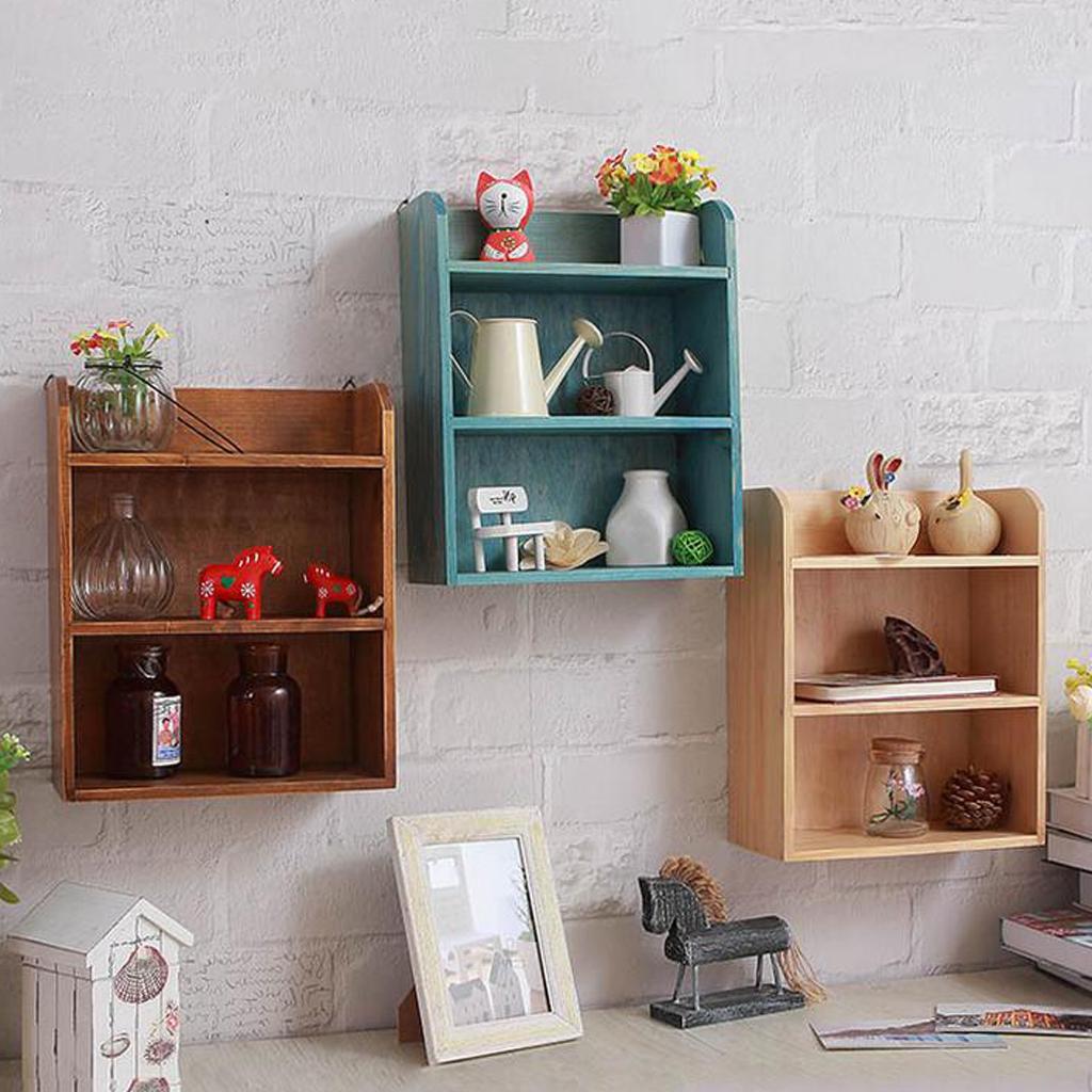 Wandmontierte Holz-Aufbewahrungsbox Regal Mehrzweck-Organizer Bücherregal für Schreibtisch und Wohnzimmer