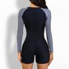 European & American Long Sleeve Zipper Surfing Swimsuit with Sun Protection for Women