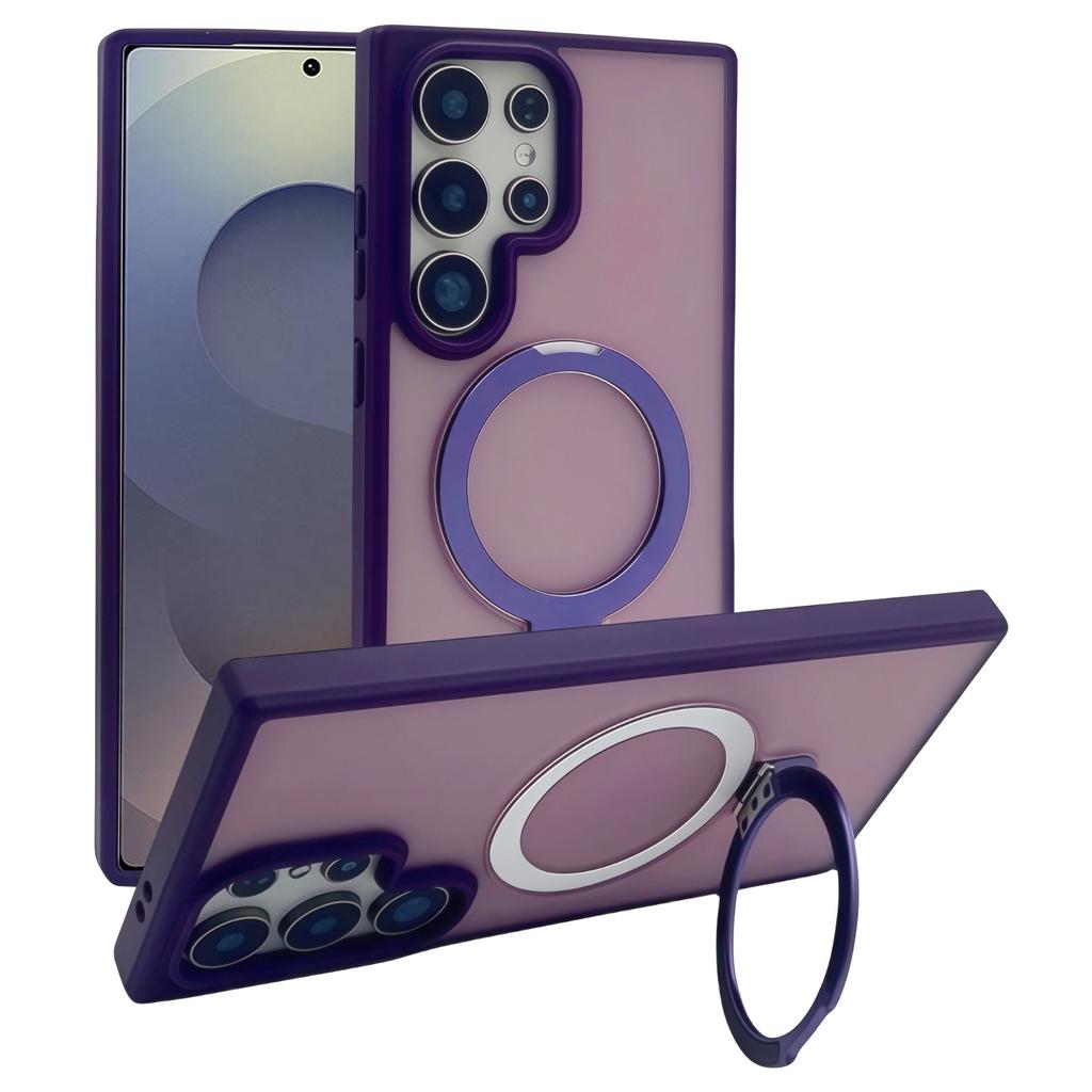 For Samsung Galaxy S25 Ultra Magnetic Case with Kickstand TPU+PC Phone Back Cover