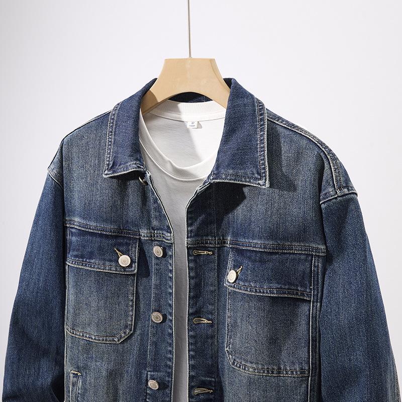 Men's High-Quality Classic Blue Denim Jacket - Autumn/Winter Collection