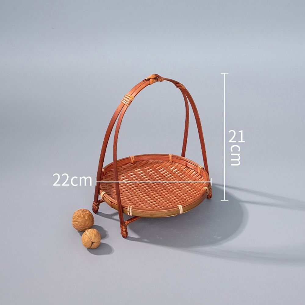 1Pcs Fruit Food Vegetable Bamboo Woven Basket 1/2/3 Layers Standing Tray Storage Basket  For Kitchen