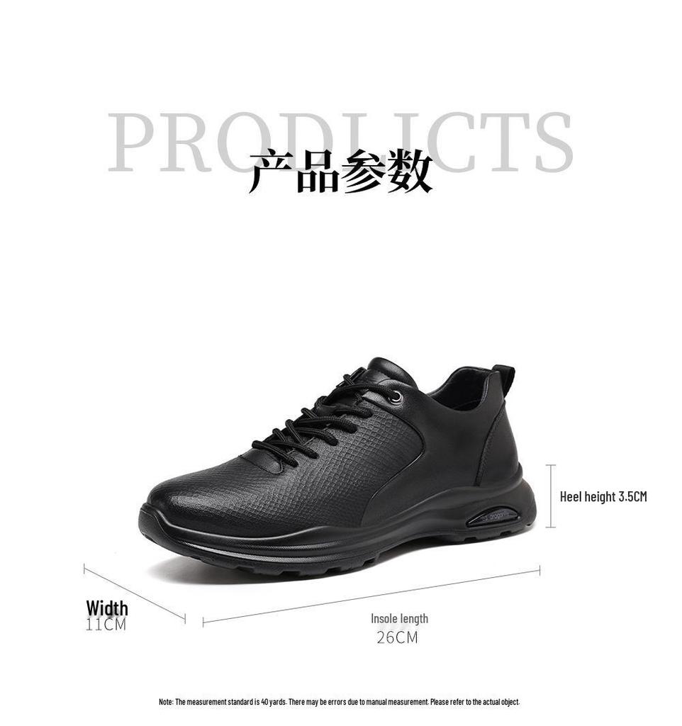 Red Dragonfly Men's Waterproof Leather Casual Shoes - Spring/Autumn Breathable Soft Sole Dad Shoes
