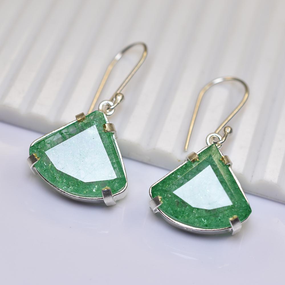 Natural Green Emerald 63 Ct CERTIFIED Fancy 925 Sterling Silver Stone Earring MY.ER-39-NS