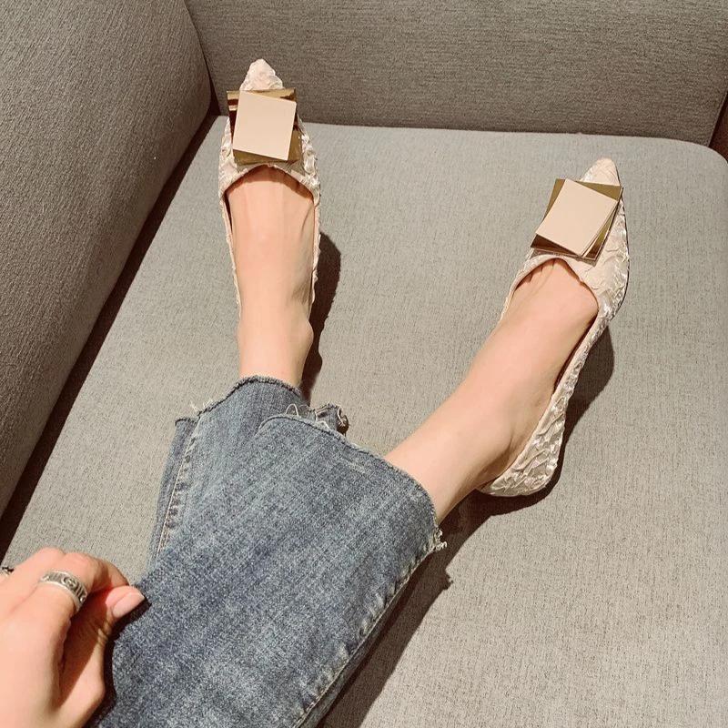 Fashion Pointed Toe Blue Women's Flat Shoes Elegant Party Popular Young On Promotion Vacation Low Price Chic Non Slip 39 Ladies Footwear