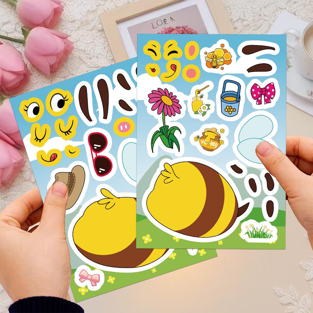 Creative Bee Cartoon Stickers Set - 8 Sheets for Phone Cases & Notebooks