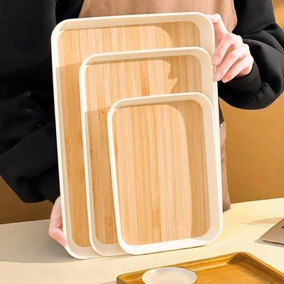 WORTHBUY Plateau de Rangement Rectangulaire en Plastique Grande Capacité Plateau de Service Alimentaire Réutilisable Plateau à Thé Dessert Fruits Organisateur de Cuisine