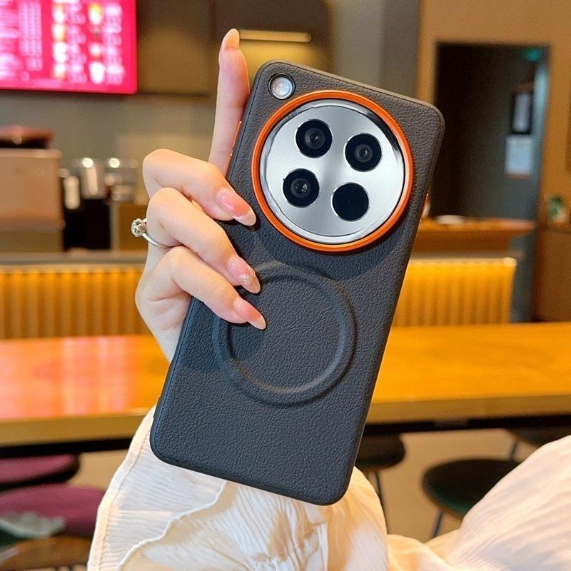 Phone Cases OPPO,Simple Soft Faux‑Leather Magnetic Phone Case