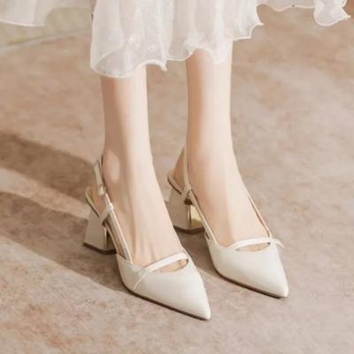 2024 Shoes for Women   Brand Pointy Slingbacks Ladies High Heels Summer 2024 Pumps Shallow Slip On Shoes Female Party Sandals