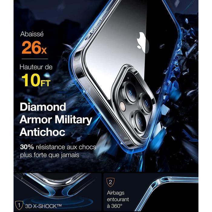 Coque - Premium - pour iPhone 14 Pro Max - Silicone Transparent - Antichoc - 2 Vitres Trempées