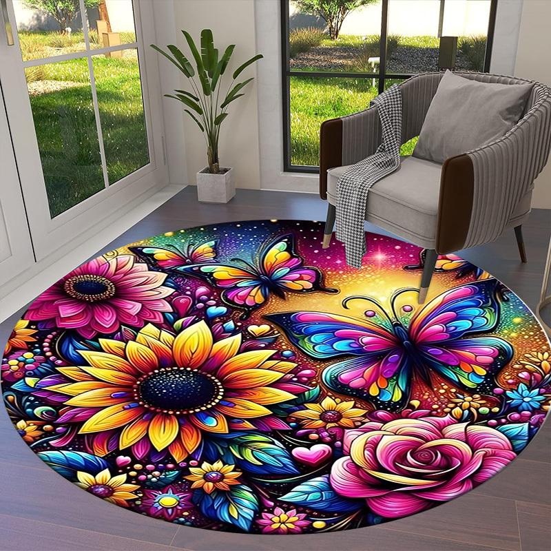 1pc Office Carpet Chair Mats Colorful Floral Fantasy Perfect for Decorating Office Chairs, Living Rooms, Or Bedrooms