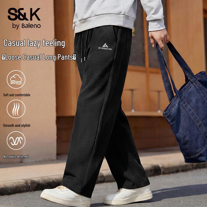 

Baleno S&K Men s Chenille Loose Fit Straight-Leg Pants