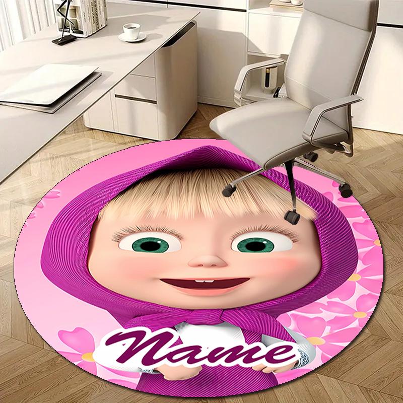 Personalized M-Masha and the Bear Round Chair Office Rug - Perfect for Mat, Office Chair & More - Ideal Gift for Birthdays and Holidays