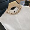 Women's Beaded Linen Blend Round Neck Blouse