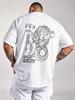 Japanese Dragon Mens Tshirt Kanji Line Art Graphic Casual Cotton Short Sleeve Tops Summer Streetwear