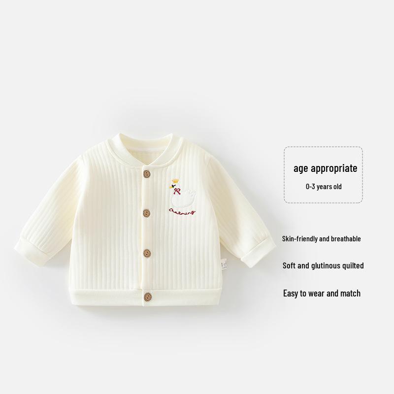 

Children s Cotton Cardigan: Warm, Plain Color, Unisex Baby Outerwear for Autumn/Winter 110cm