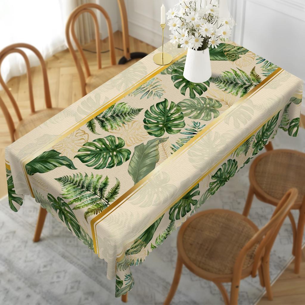 Summer Tropical Palm Leaves Reusable Tablecloth for Table Decor Reusable Waterproof Tablecloth Wedding Party Decorations