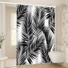 1Bold Black & White Palm Fronds Shower Curtain - Tropical Minimalist Design, Machine Washable | Nature-Inspired Bathroom Decor