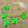 Gift For Her Natural Green Chalcedony Chain Adjustable Necklace 925 Silver