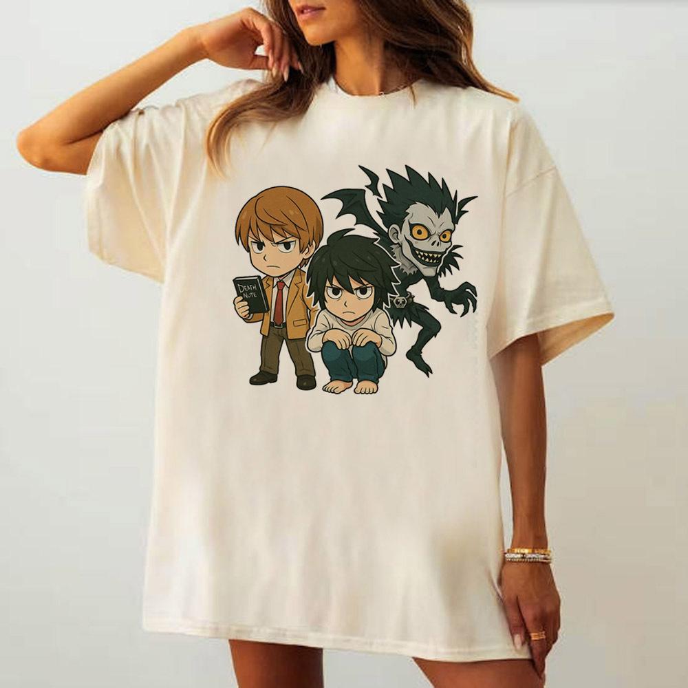 Death Note shirt female Comfortable Punk 80s Colorful Retro Gothic tshirt Retro Classic Digital Women 2000s kawaii S